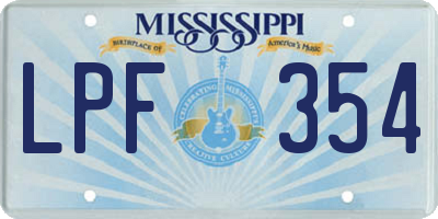 MS license plate LPF354