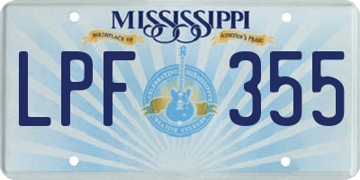 MS license plate LPF355