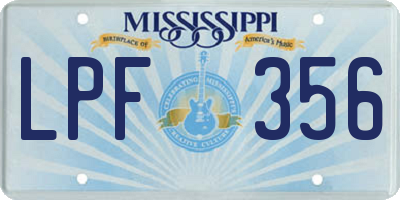 MS license plate LPF356
