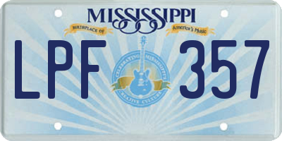 MS license plate LPF357