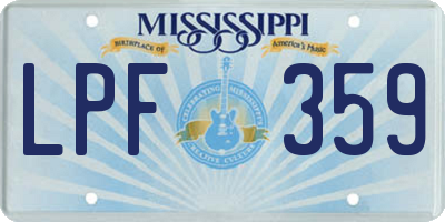 MS license plate LPF359