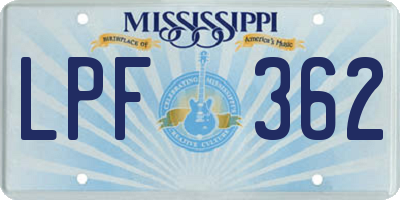 MS license plate LPF362