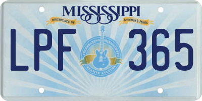 MS license plate LPF365