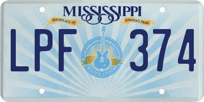 MS license plate LPF374