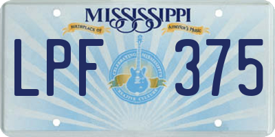 MS license plate LPF375