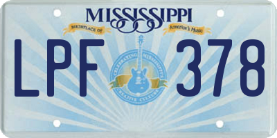 MS license plate LPF378