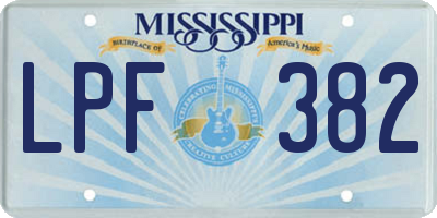 MS license plate LPF382