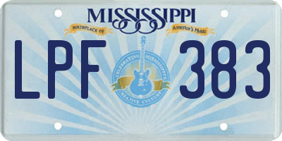 MS license plate LPF383