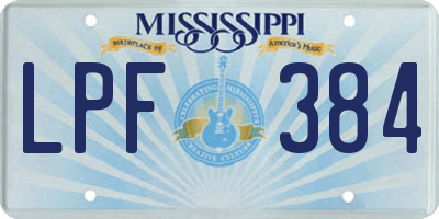 MS license plate LPF384
