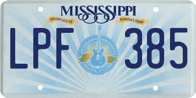 MS license plate LPF385