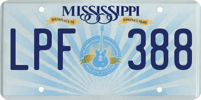 MS license plate LPF388