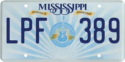 MS license plate LPF389