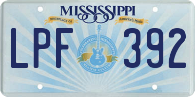 MS license plate LPF392
