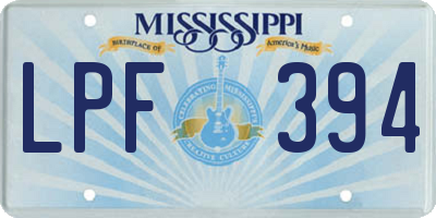 MS license plate LPF394