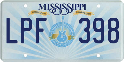 MS license plate LPF398