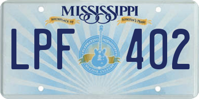 MS license plate LPF402