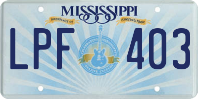 MS license plate LPF403