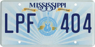MS license plate LPF404