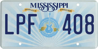 MS license plate LPF408