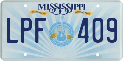 MS license plate LPF409