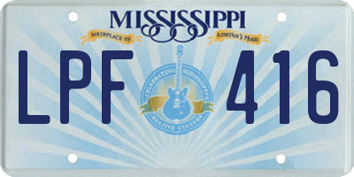 MS license plate LPF416