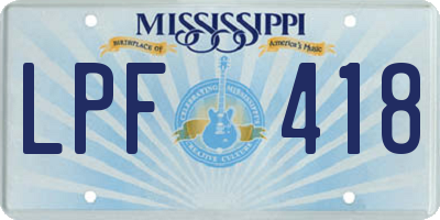 MS license plate LPF418