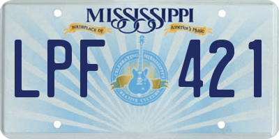 MS license plate LPF421