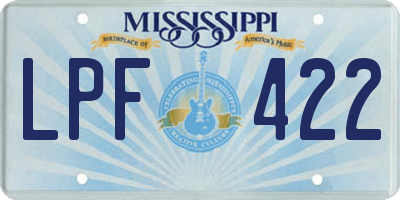 MS license plate LPF422