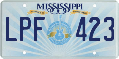 MS license plate LPF423