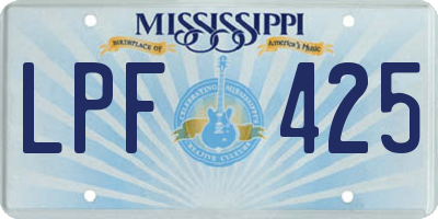 MS license plate LPF425