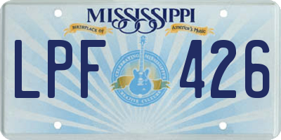 MS license plate LPF426