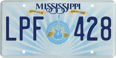 MS license plate LPF428
