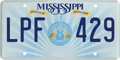 MS license plate LPF429