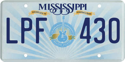 MS license plate LPF430