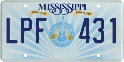 MS license plate LPF431