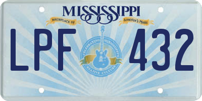 MS license plate LPF432