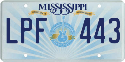 MS license plate LPF443