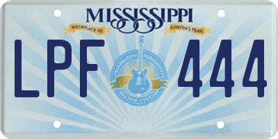 MS license plate LPF444