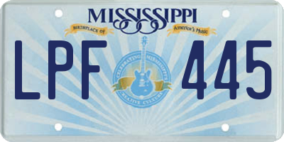 MS license plate LPF445
