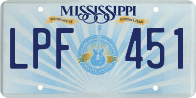 MS license plate LPF451