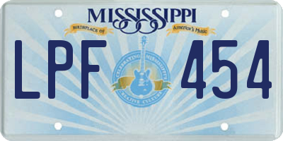 MS license plate LPF454