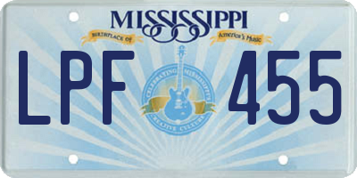 MS license plate LPF455