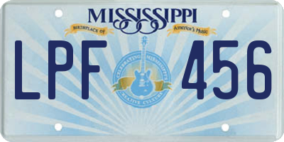 MS license plate LPF456