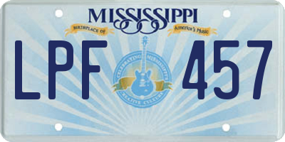MS license plate LPF457
