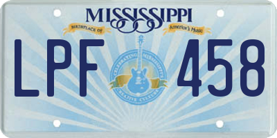 MS license plate LPF458