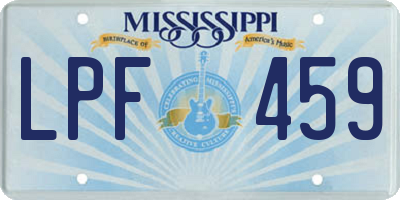 MS license plate LPF459