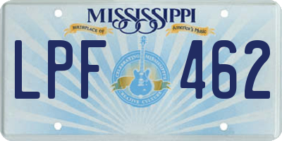 MS license plate LPF462