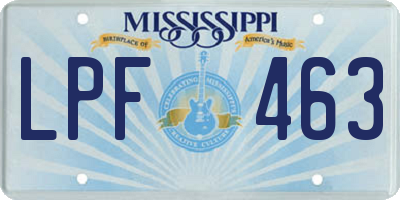 MS license plate LPF463
