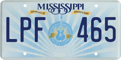 MS license plate LPF465