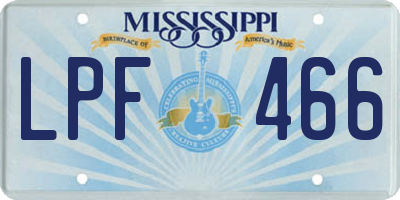 MS license plate LPF466
